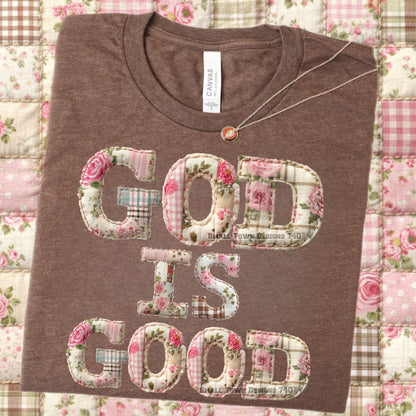 God Is Good Patchwork DTF Transfer