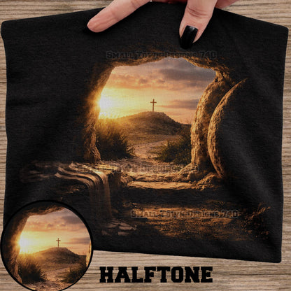 Halftone Jesus Tomb DTF Transfer