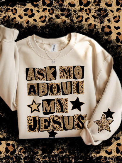 Ask Me About My Jesus DTF Transfer