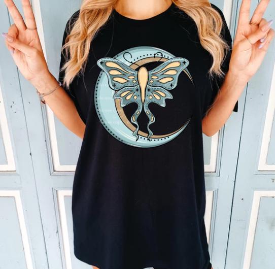 Boho Moth & Moon DTF Transfer