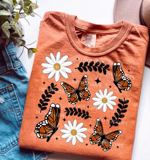 Daisy and Monarchs DTF Transfer