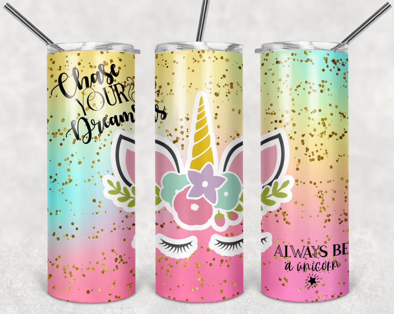 Unicorn, Chase Your Dreams, Stainless Steel, Tumbler, Drinkware