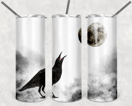 Crow, Halloween, Moon, Stainless Steel, Tumbler, Drinkware