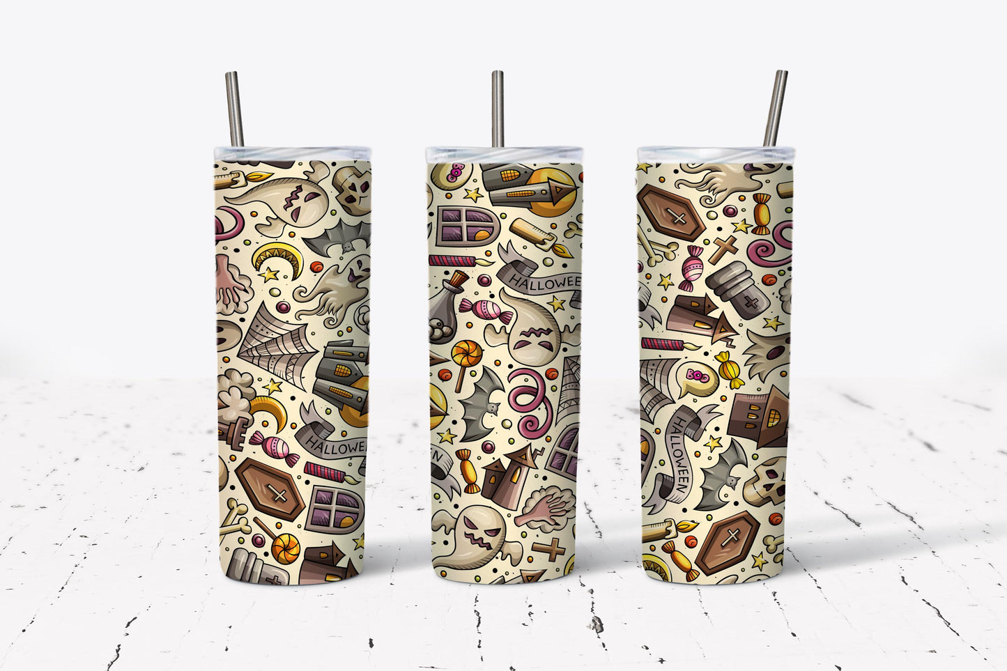 Halloween, Collage, Stainless Steel, Tumbler, Drinkware