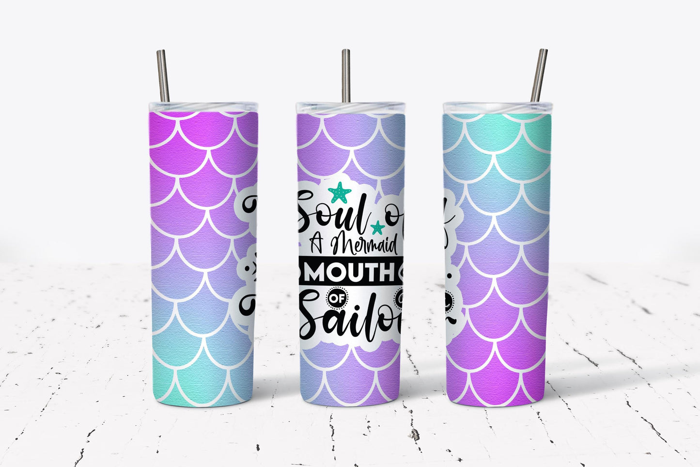 Soul Of A Mermaid, Mouth, Sailor, Stainless Steel, Tumbler, Drinkware