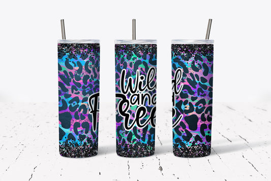 Wild & Free, Leopard, Colorful, Stainless Steel, Tumbler, Drinkware
