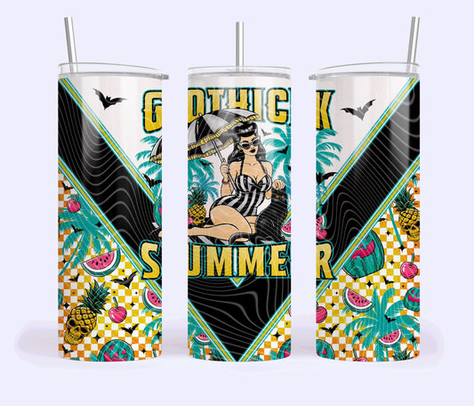 Gothick, Summer, Skull, Stainless Steel, Tumbler, Drinkware