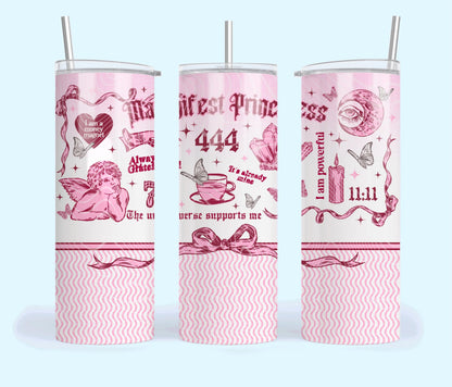 Manifest, Princess, Vibes, 444, Stainless Steel, Tumbler, Drinkware