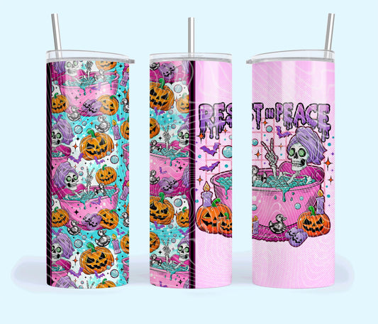 Rest, Peace, Bathing, Skeleton, Halloween, Stainless Steel, Tumbler, Drinkware
