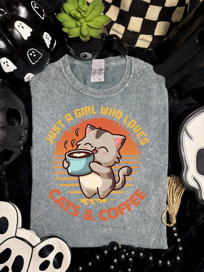 Just a Girl, Who Loves Cats & Coffee DTF Transfer