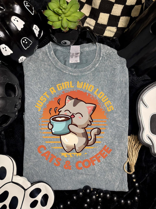 Just a Girl, Who Loves Cats & Coffee DTF Transfer