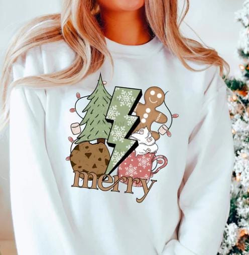 Merry, Christmas, Grid, DTF Transfer