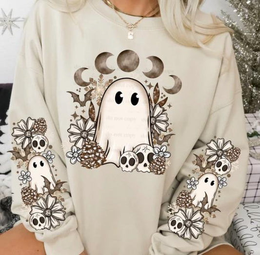 Cottage Core, Boho, Moon, Ghost, Floral, DTF Transfer