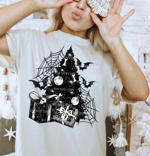 Gothic, Creepmas, Black, Christmas, DTF Transfer