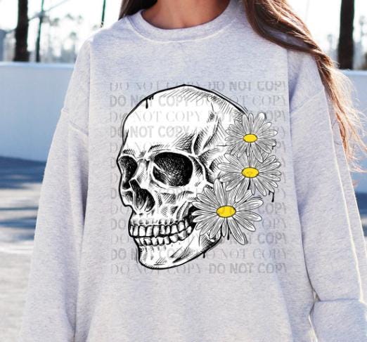 Skull & Daisies, DTF Transfer