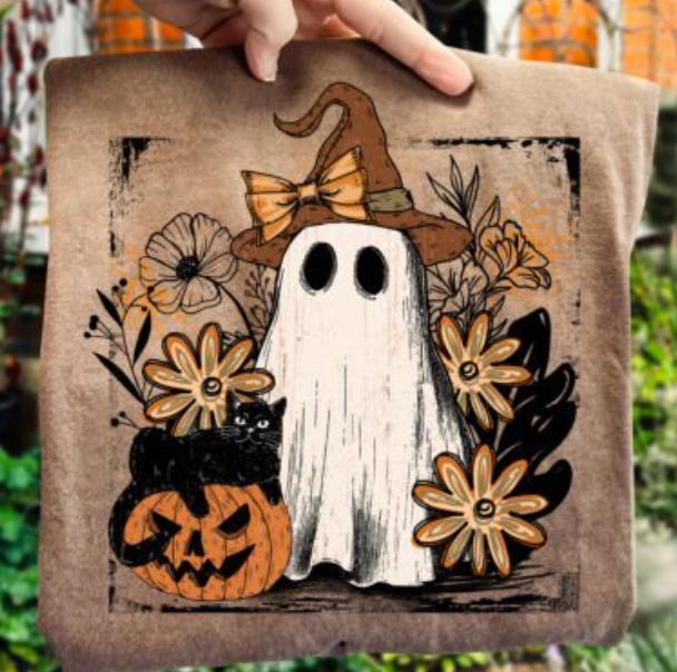 Floral, Ghost, Witch, Halloween, DTF Transfer