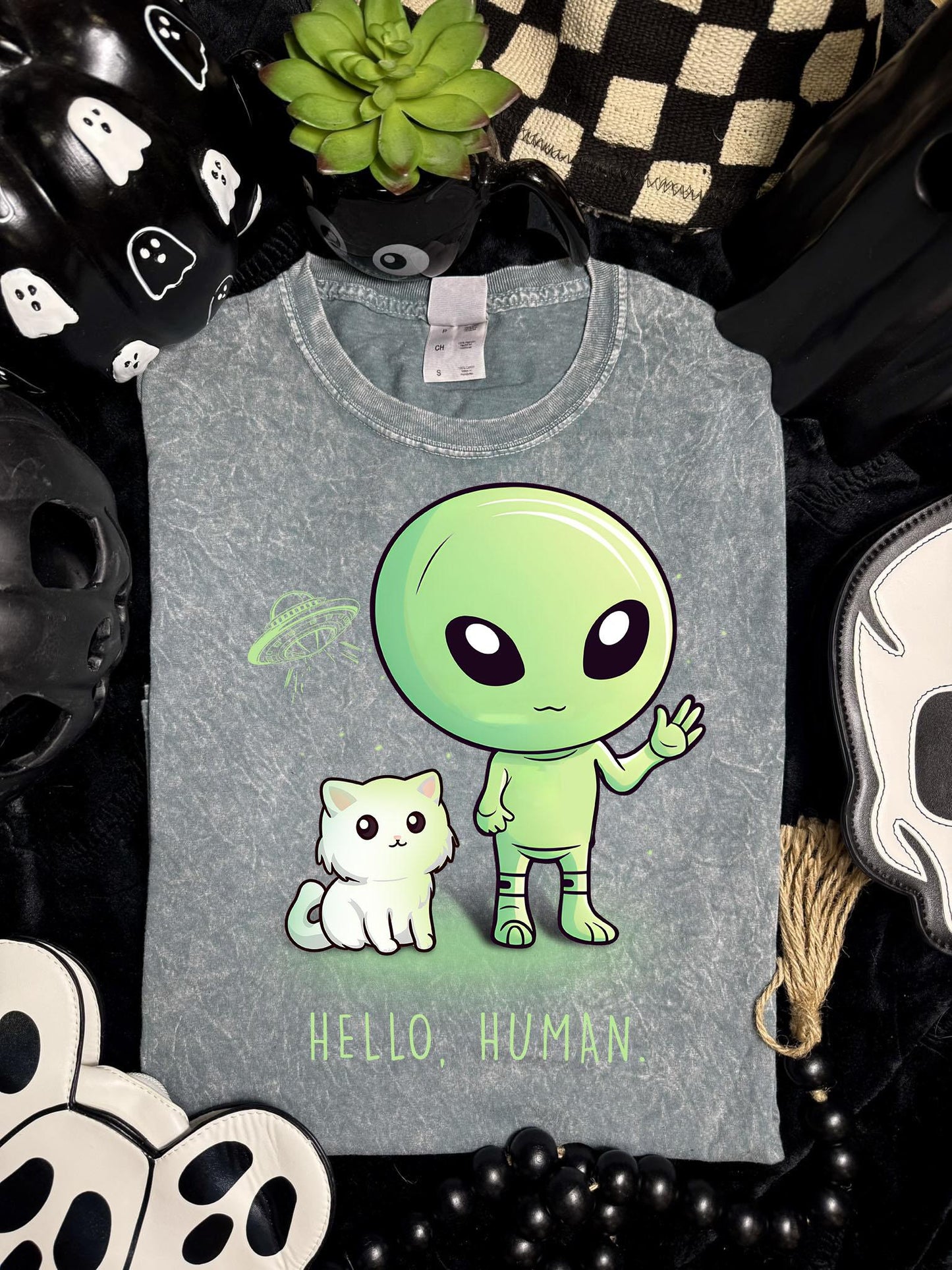 Alien, Hello Human, Cat, DTF Transfer