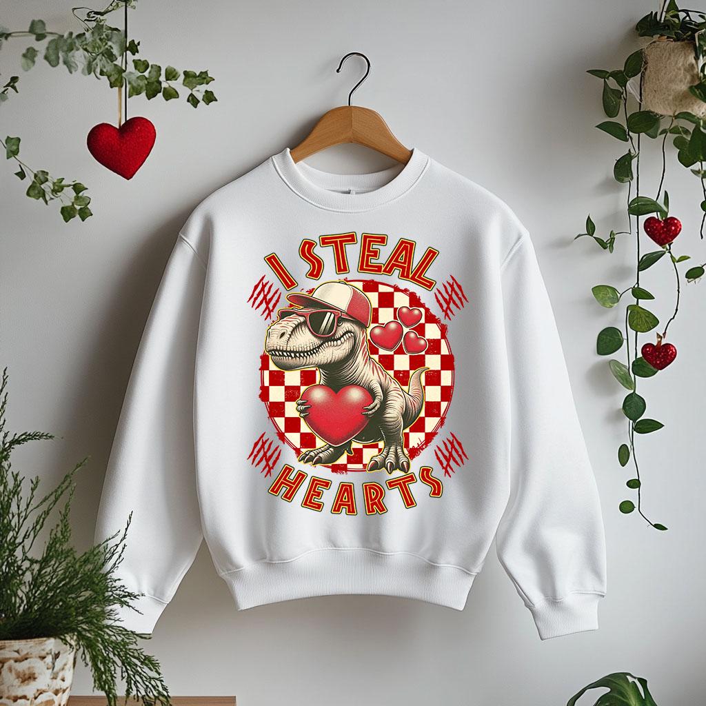 I Steal Hearts, Dinosaur, TRex, Valentines,  DTF Transfer