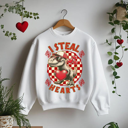 I Steal Hearts, Dinosaur, TRex, Valentines,  DTF Transfer