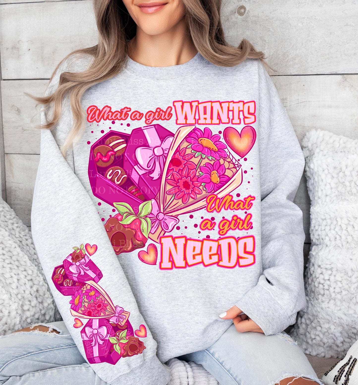 What a Girl Wants, What A Girl Needs, Valentines,  DTF Transfer