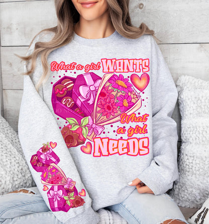What a Girl Wants, What A Girl Needs, Valentines,  DTF Transfer