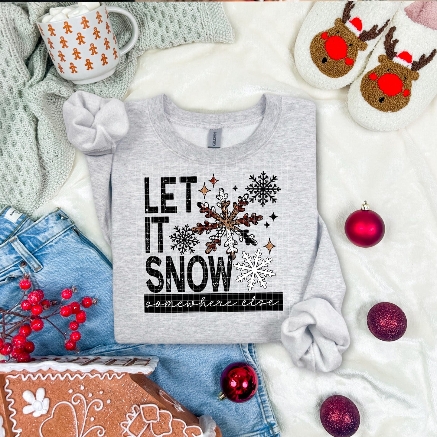 Let It Snow, Somewhere Else, Snowflake, Christmas, DTF Transfer
