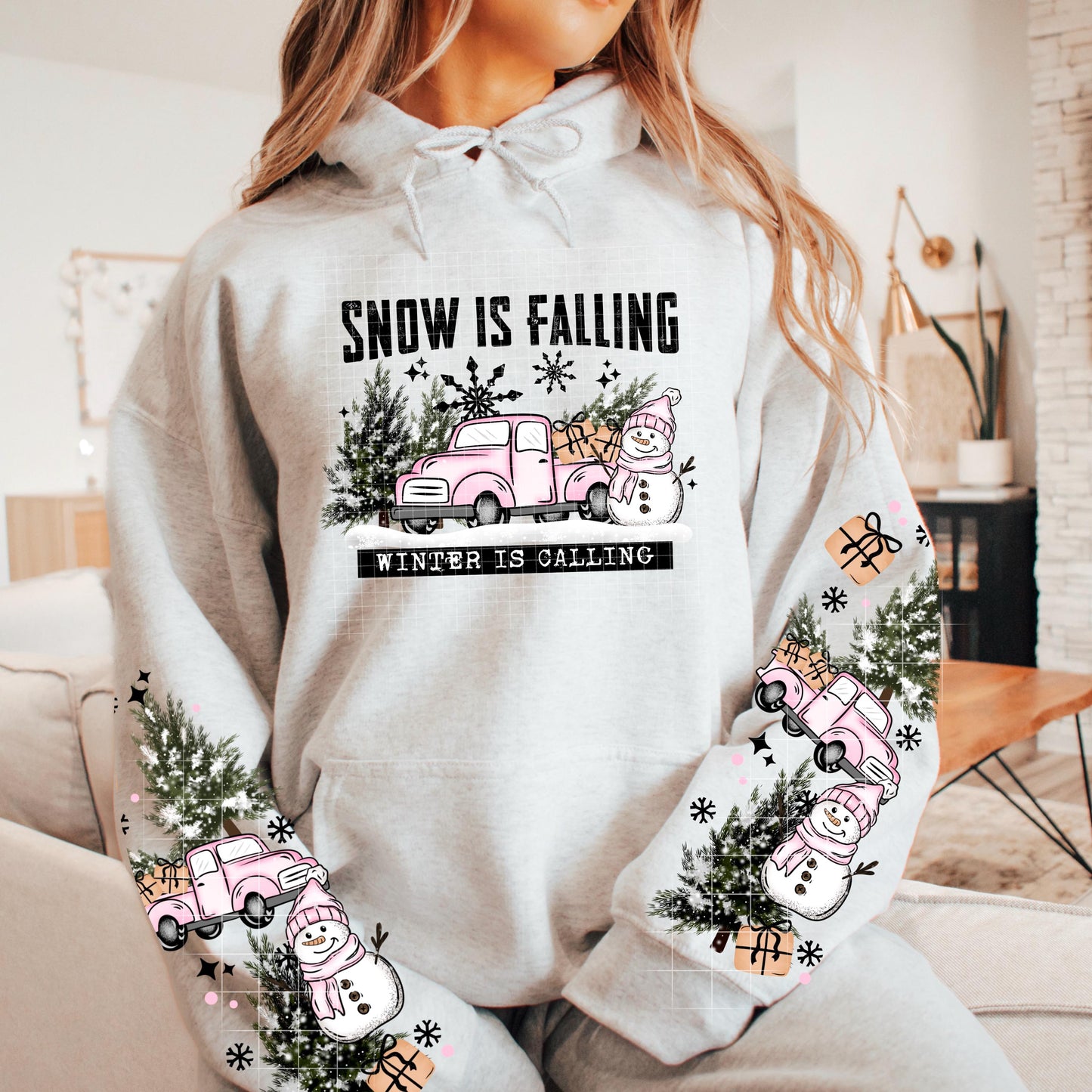 Snow Is Falling, Winter Is Calling, Truck,  DTF Transfer