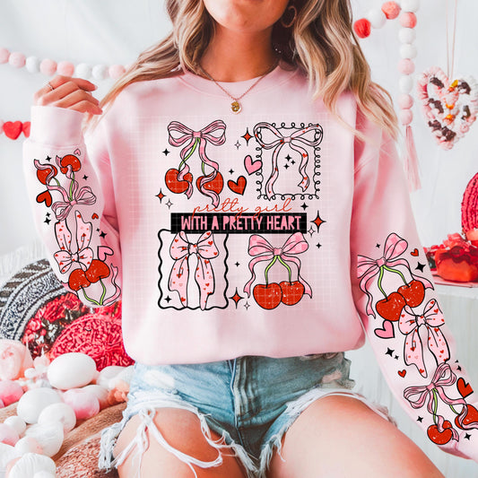 Pretty Girl, Pretty Heart, Bow,  Valentines,  DTF Transfer