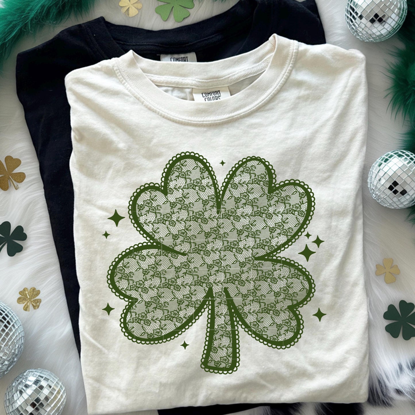 Shamrock, Clovers, St Patricks, Lucky, Lace, DTF Transfer