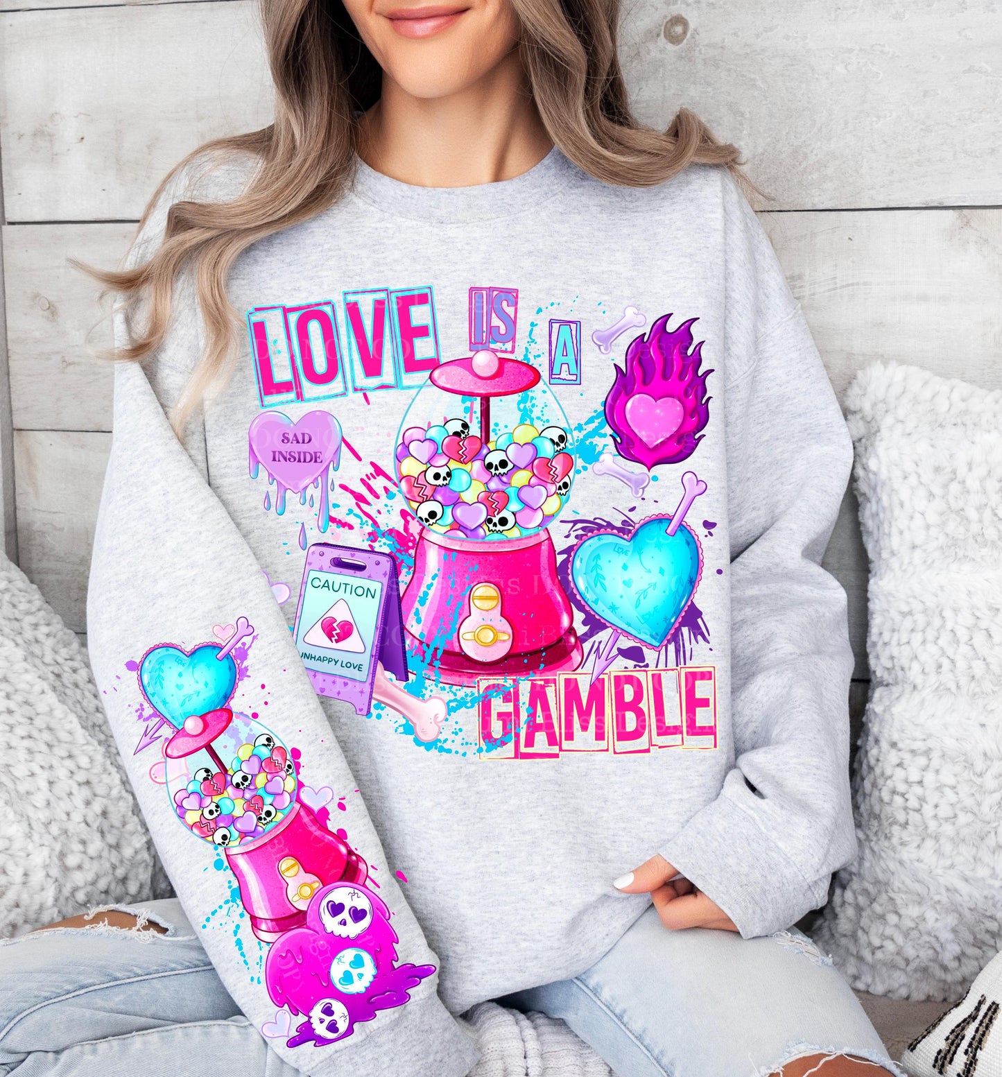 Love Is A Gamble, Bubble Gum, Valentines,  DTF Transfer