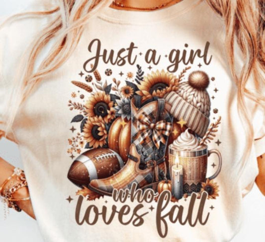Just a Girl Who Loves, Fall, Autumn,   DTF Transfer