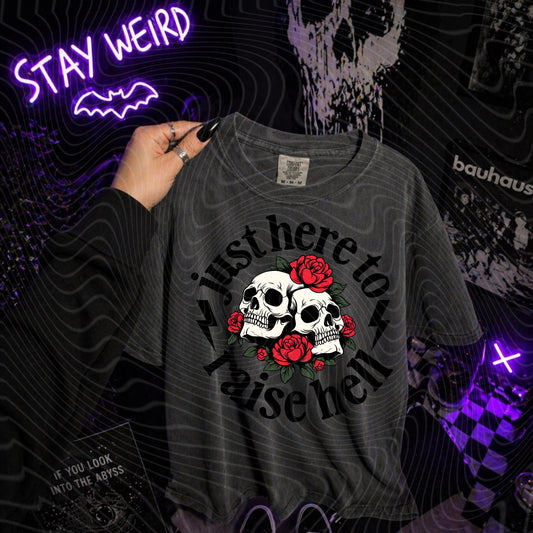 Just Here To Raise Hell, Skeleton, DTF Transfer