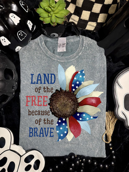 Land Of the Free, Floral, Flower, Red White & Blue, DTF Transfer