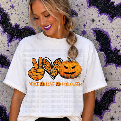 Peace, Love, Pumpkin, Halloween, DTF Transfer
