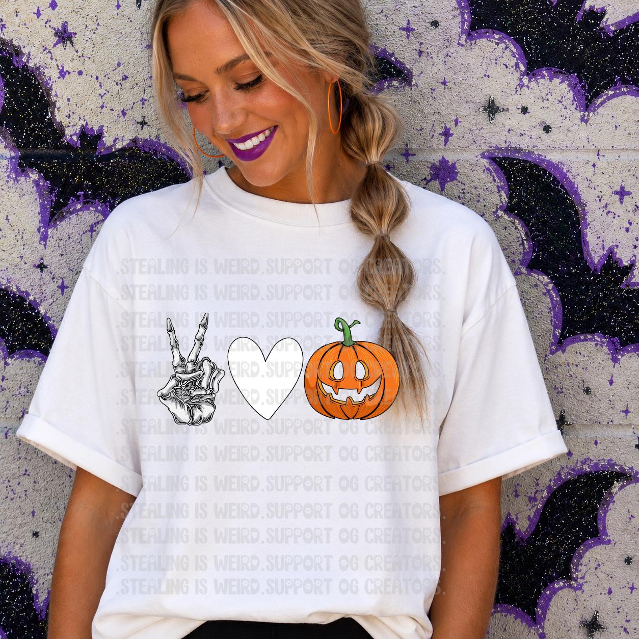 Peace, Love, Skeleton, Halloween, DTF Transfer
