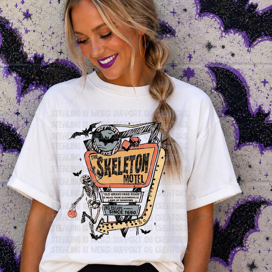 Skeleton, Motel, Halloween, DTF Transfer