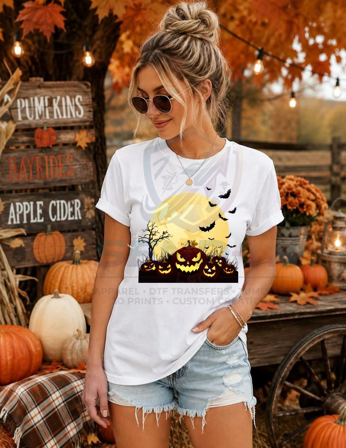 Pumpkin, Moon, Halloween, DTF Transfer