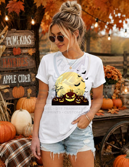 Pumpkin, Moon, Halloween, DTF Transfer