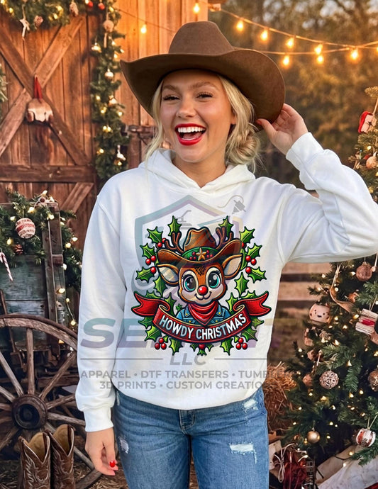 Cowboy, Reindeer, Western, Christmas, DTF Transfer