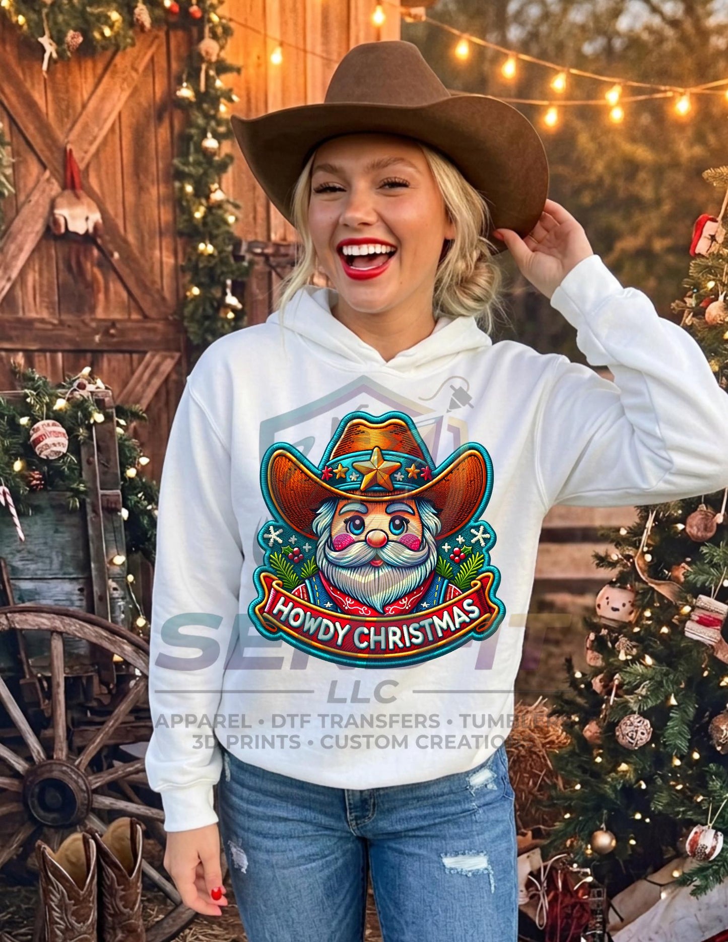 Howdy, Christmas, Santa, Western, DTF Transfer