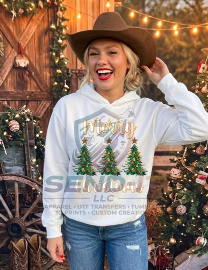 Merry Christmas, Tree, Retro, DTF Transfer