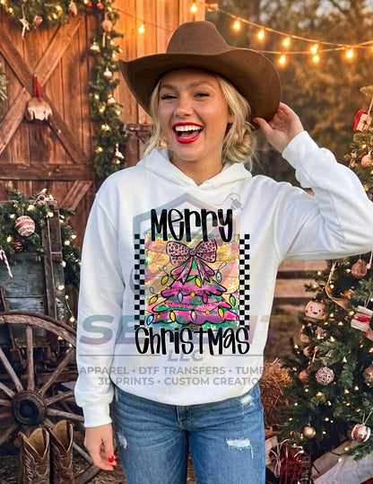 Merry Christmas, Tree, Retro, DTF Transfer