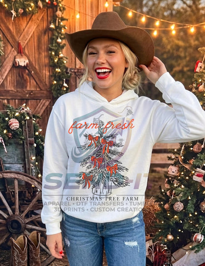 Fresh Farm, Christmas, Farm, Bow,  DTF Transfer