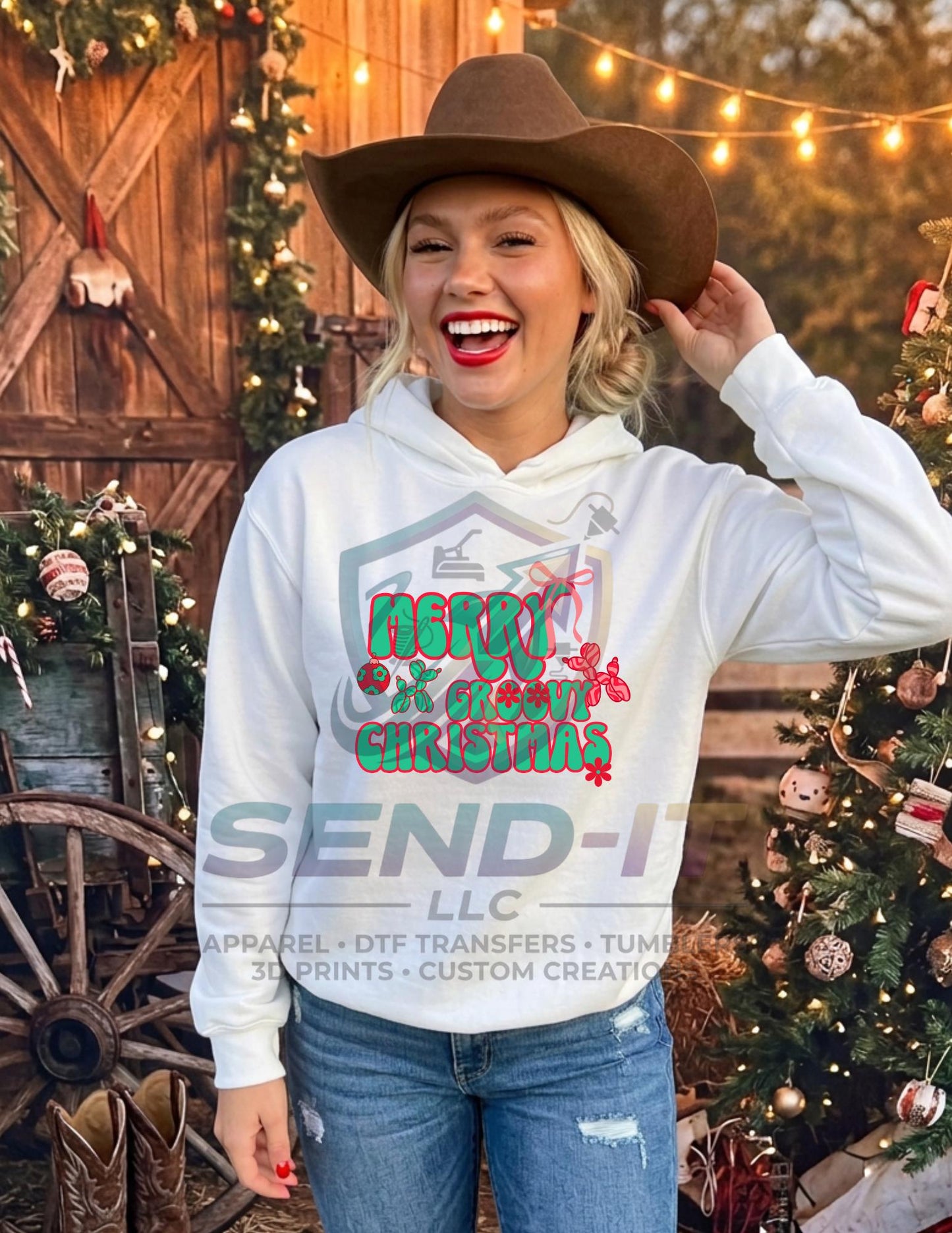 Merry, Groovy, Christmas,  DTF Transfer