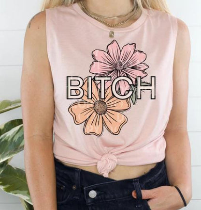 B*tch Floral DTF Transfer