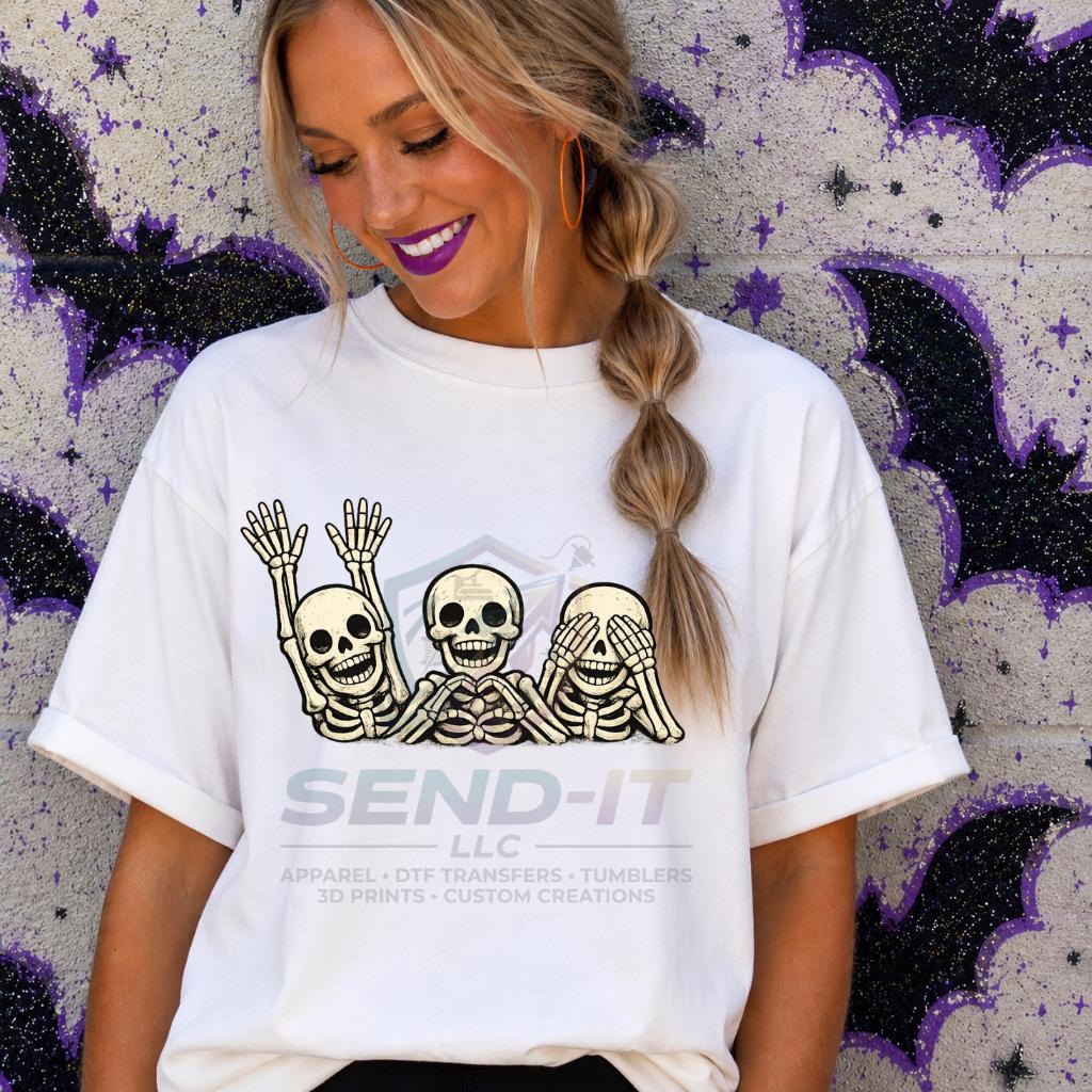 Halloween, Skeleton, Trio, DTF Transfer