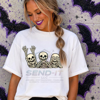 Halloween, Skeleton, Trio, DTF Transfer