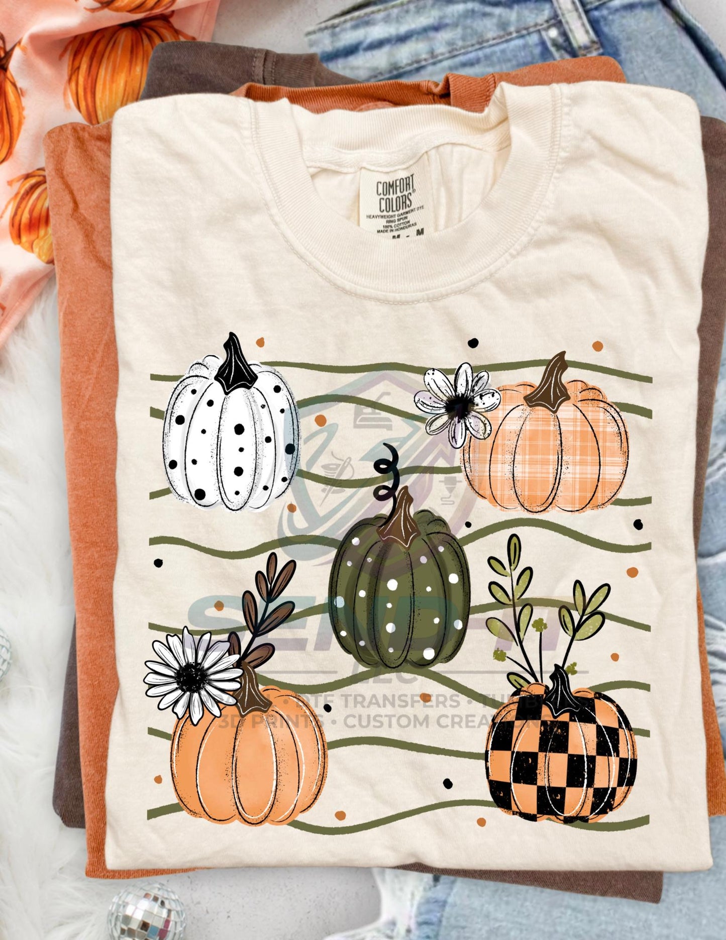 Striped, Pumpkin, Fall, DTF Transfer