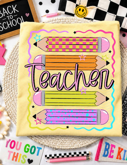 Teacher, Pencil, Back To School, DTF Transfer