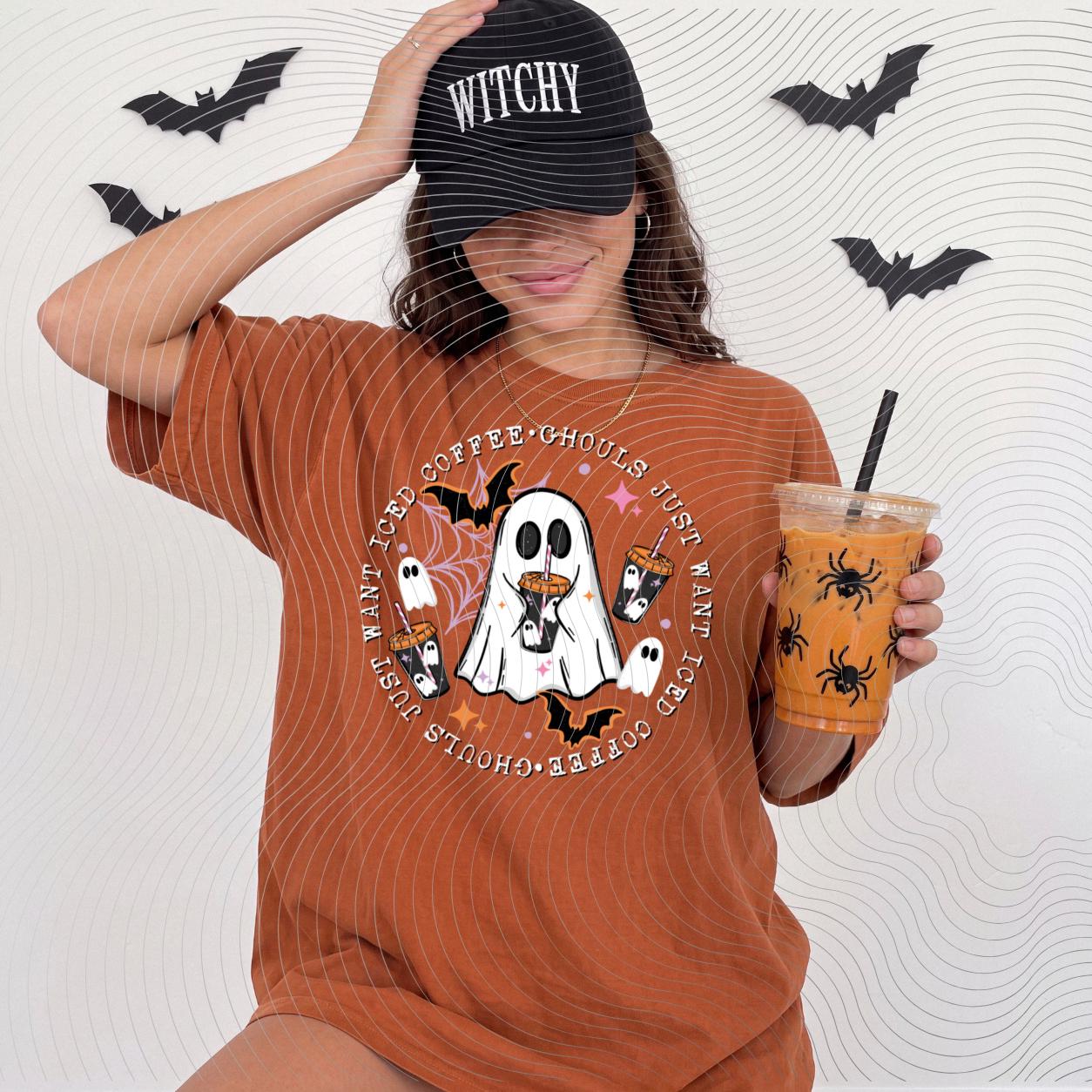 Iced Coffee, Ghouls, Halloween, DTF Transfer